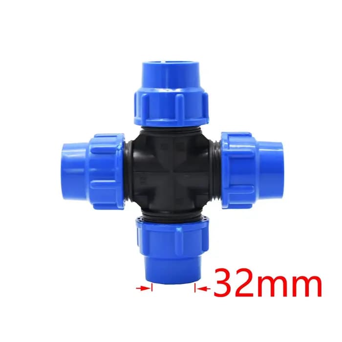 Connecteur croisé de tuyau Pe 20/25/32/40/50/63mm, séparateur d'eau de tuyau d'eau en plastique à 4 