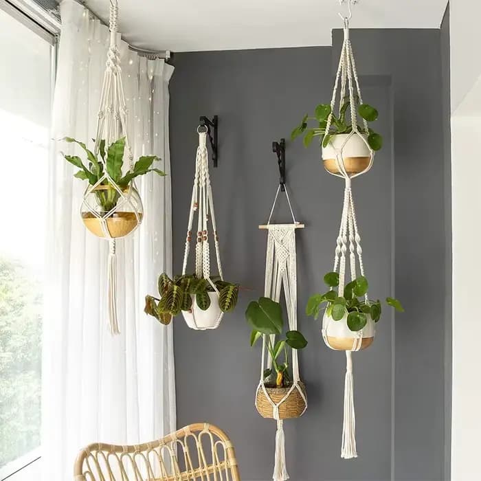 Panier suspendu de plantes en macramé fait à la main, support de Pots de fleurs, décoration suspendu