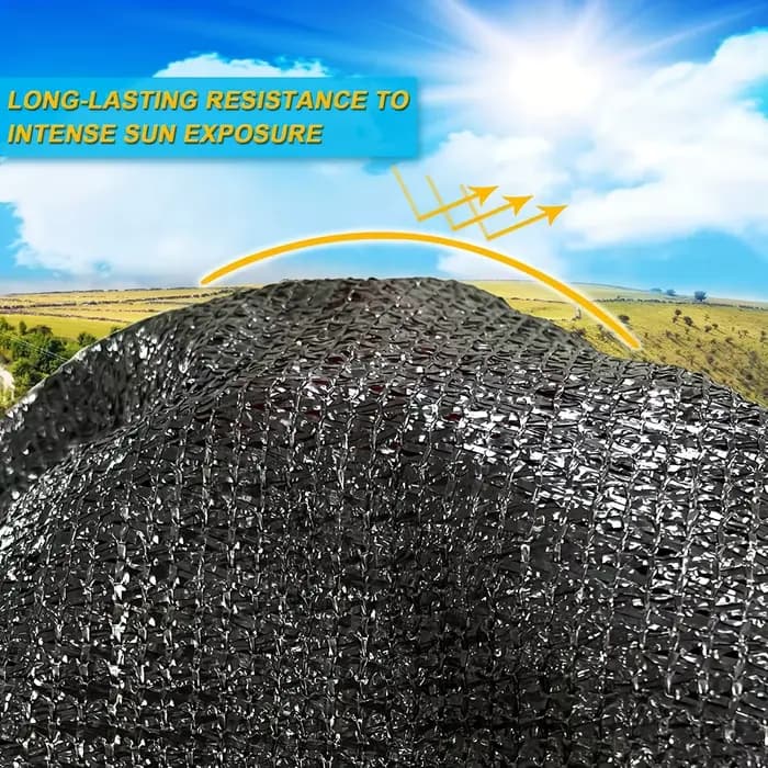 Couverture en maille de protection solaire en tissu d'ombrage noir, bord attaché avec œillets, filet