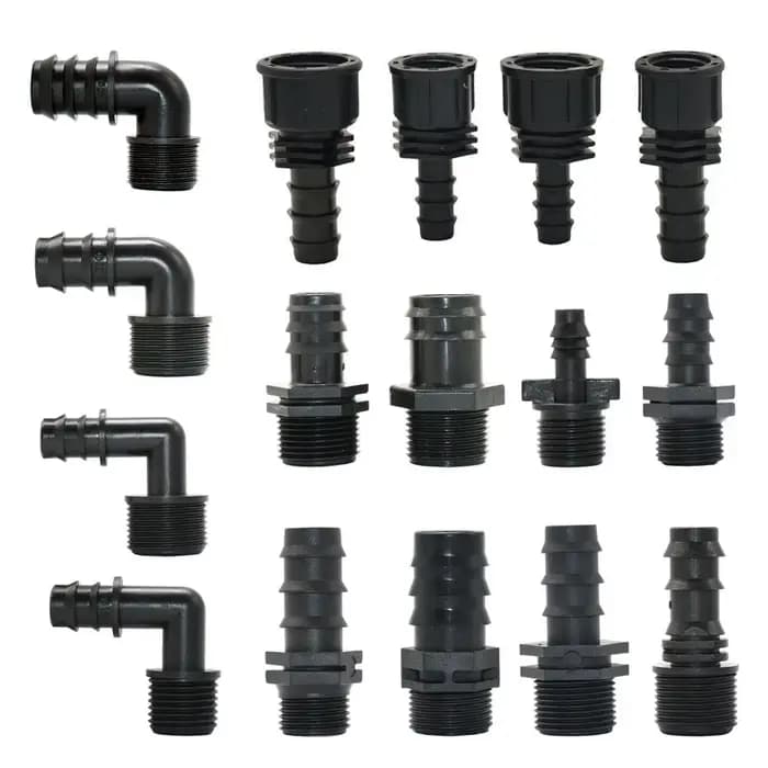 Connecteur de tuyau d'arrosage PE, 5 pièces, 16/20/25/32mm, filetage 1/2 3/4 1 ", coupleur coudé dro