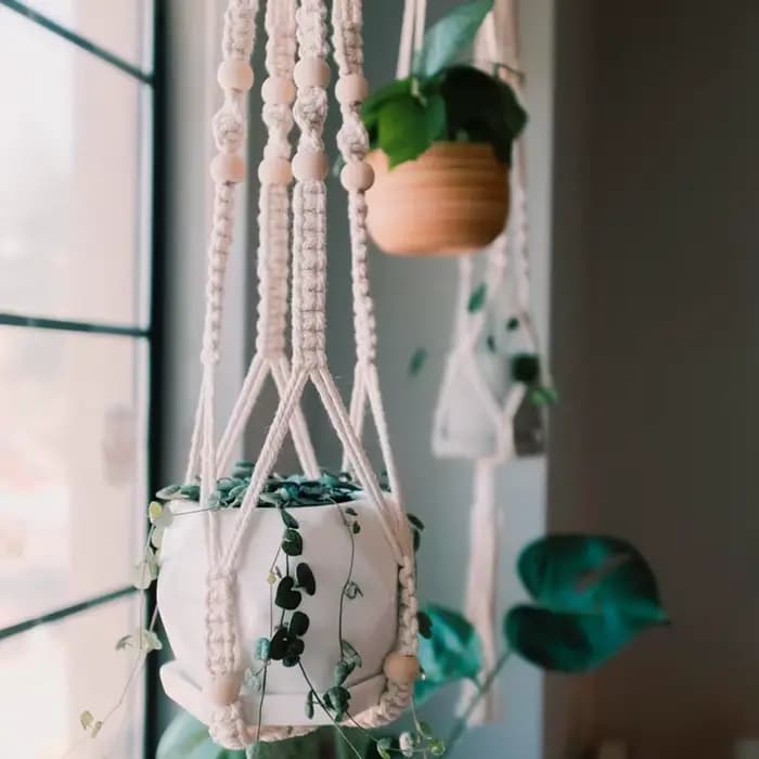 Panier suspendu de plantes en macramé fait à la main, support de Pots de fleurs, décoration suspendu