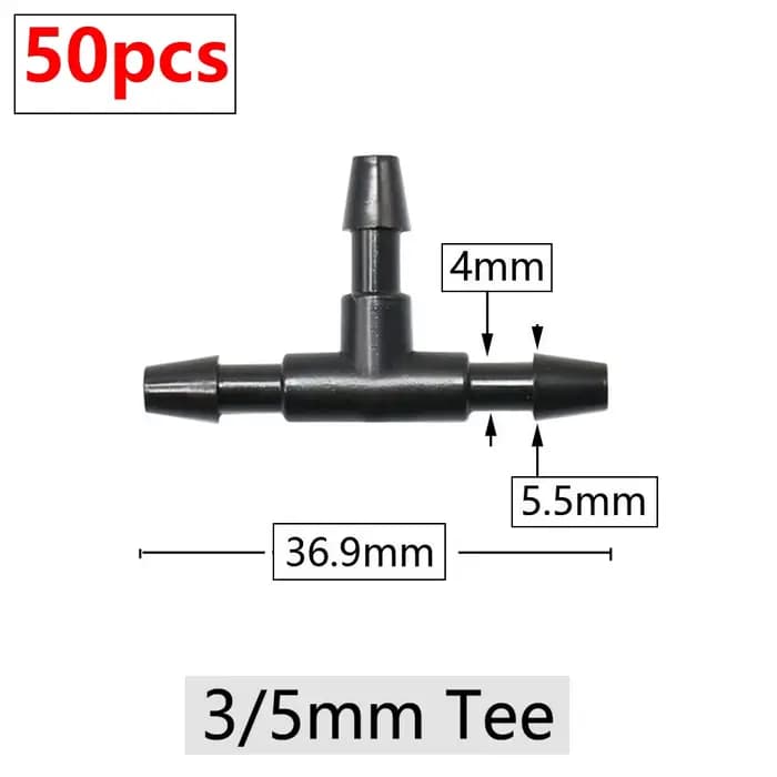 Connecteurs de tuyaux d'arrosage 1/81/4 ", coude en T barbelé, prise d'extrémité transversale, systè
