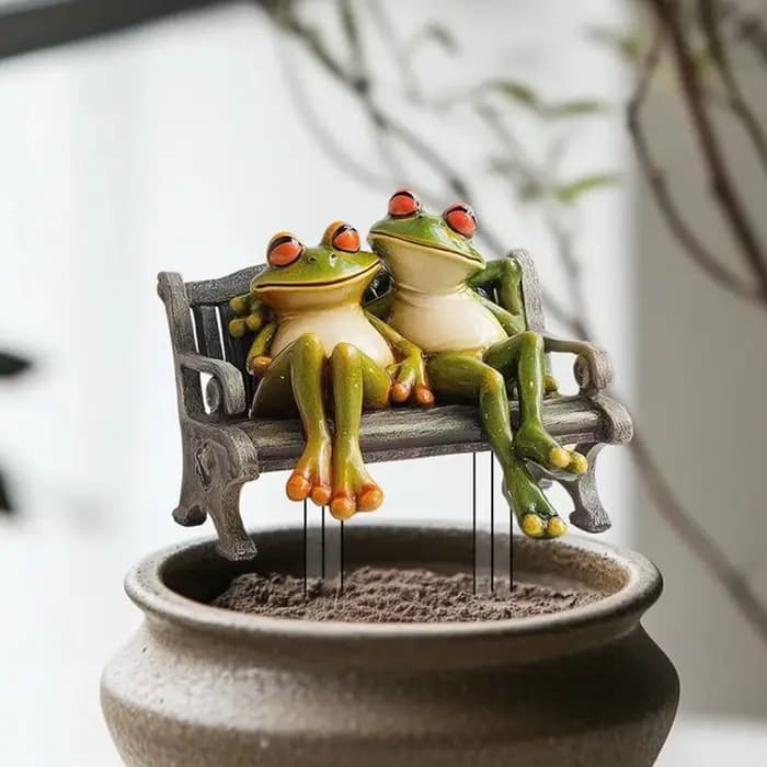 Statues en acrylique 2D plates, décoration de grenouille, couple de grenouilles, sculpture de banc, 