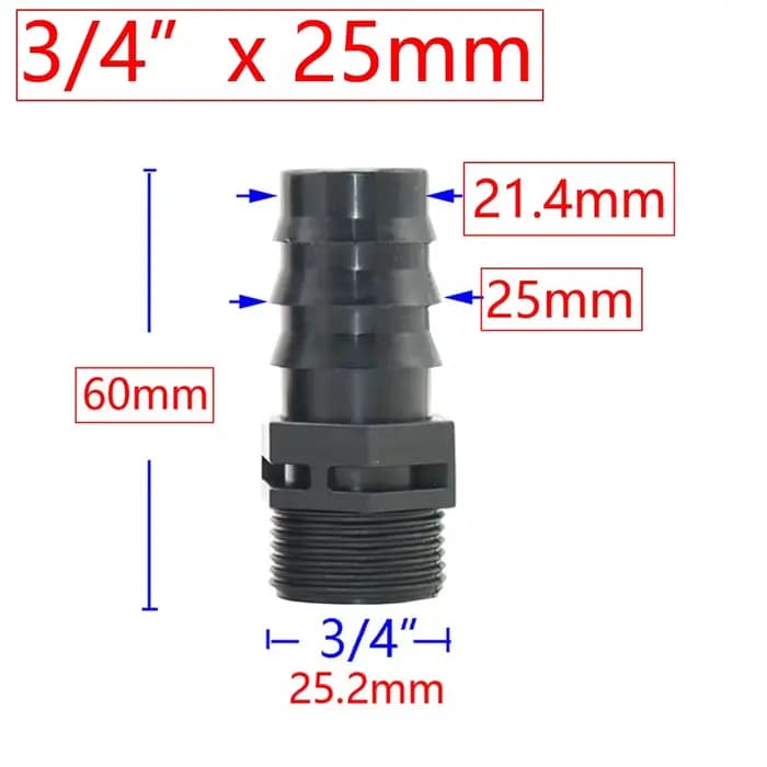 Connecteur à filetage mâle femelle 1/2 "3/4" 1 ", 4 pièces, pour barbe 8mm 16mm 20mm 25mm 32mm, adap