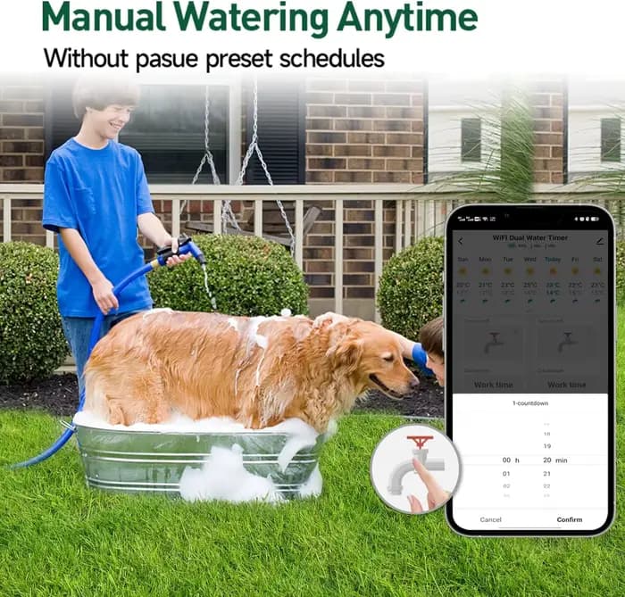 Insoma-Minuterie d'Eau existent à 2 Sorties, Système d'Irrigation de Jardin, Programmateur d'Arrosag