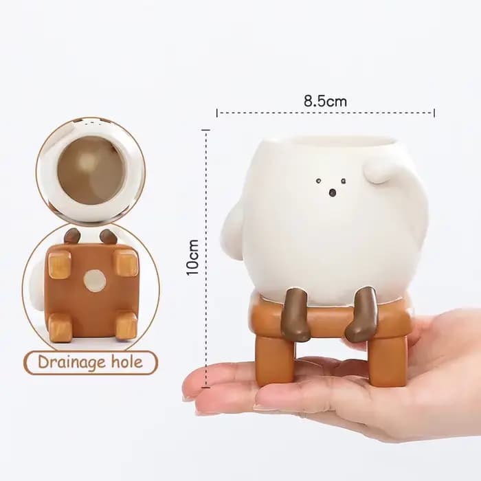 Pot de fleurs Smiley Face en résine mignon, jardinière tête de fleur pour intérieur et extérieur, po