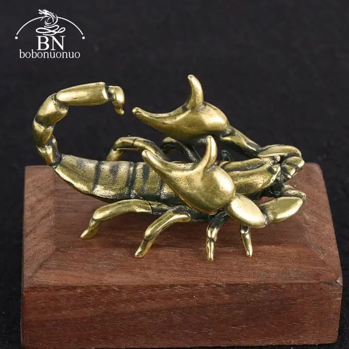Figurines de Scorpion rétro en laiton, Miniatures de thé pour animaux de compagnie, porte-stylo, Col