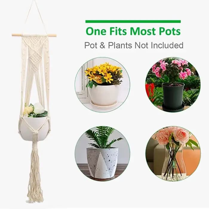 Panier suspendu de plantes en macramé fait à la main, support de Pots de fleurs, décoration suspendu
