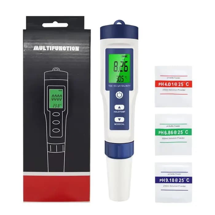 Ph-mètre numérique 5 en 1, TDS EC, testeur de température de salinité, conductimètre, filtre, pureté