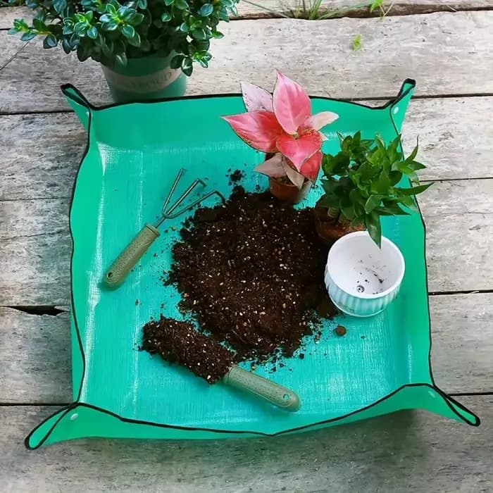 Tapis de plantation pliable 50-100 cm pour jardinage, rempotage et transplantation de plantes et fle