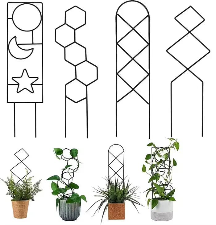 Cadre d'escalade en métal pour plantes, feuilles de fleurs, anciers de support en fer, pot de plante