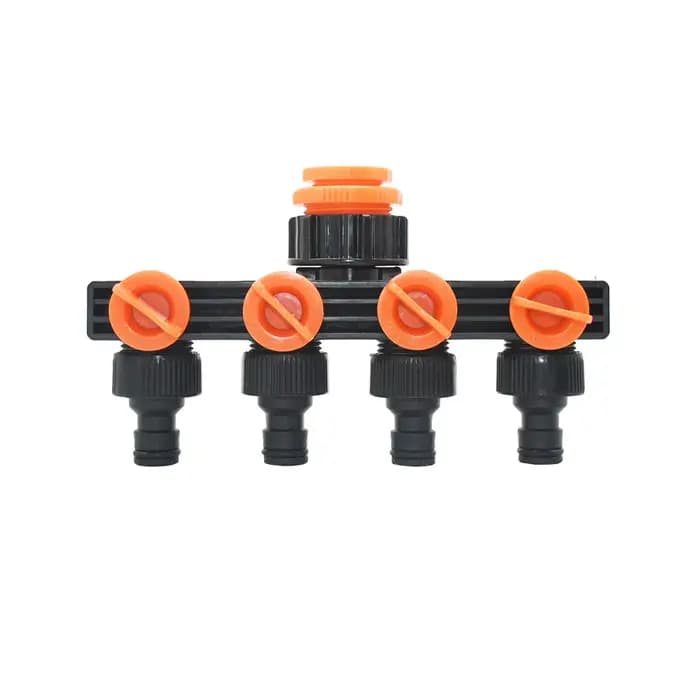 Séparateur de tuyau d'arrosage en plastique et laiton à 4 voies, 3/4 pouces, distributeur de connect