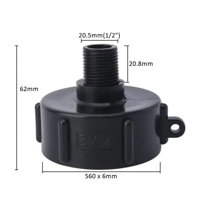 Adaptateur de réservoir IBC de 1000 litres, S60 x 1/2 "3/4' 1" 1.5 2 "S100, connecteur fileté, Joint