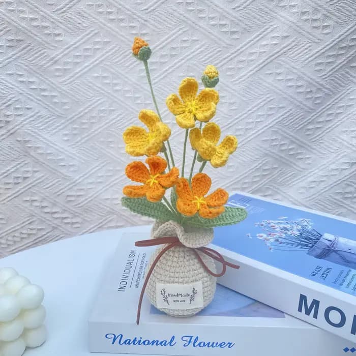 Plante artificielle créative en pot, faite à la main, style crochet, Androsace Umbellata, pour décor