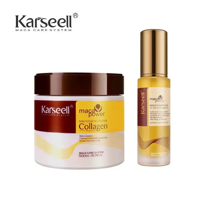 Karseell-Traitement capillaire au collagène, masque réparateur en profondeur, 500ml + sérum à l'huil