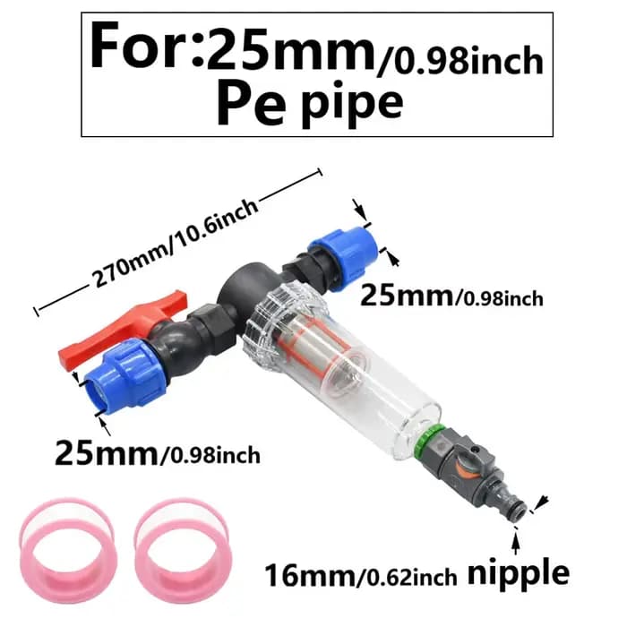 Tube PE 25mm 32mm, connecteur rapide, filtre de robinet, Valve d'eau, raccord de tuyau en plastique,
