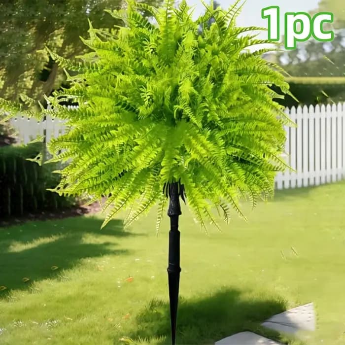 2 pièces - Plante artificielle de fougère de Boston réaliste de 44 cm, à insérer dans le sol, idéale