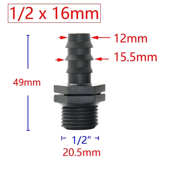 Connecteur à filetage mâle femelle 1/2 "3/4" 1 ", 4 pièces, pour barbe 8mm 16mm 20mm 25mm 32mm, adap