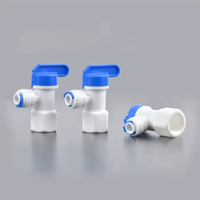 Robinet à tournant sphérique droit en plastique RO, tuyau de 1/4 "3/8" OD, connexion rapide 1/4 "3/8