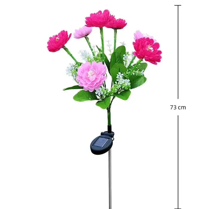 Lumières solaires de fleur de Lotus de neige artificielle à 7 têtes-lámpares de jardin LED imperméab