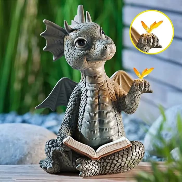 Livre de lecture de jardin, Sculpture de petit Dragon, Statues de Dragon mignonnes, Sculptures de Dr