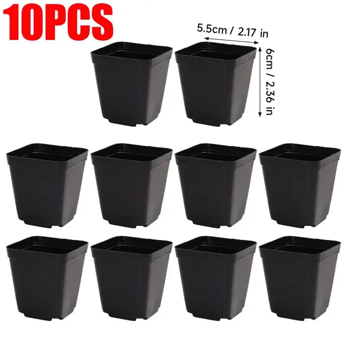 Pots de pépinière en plastique avec trous respirants, petit pot carré noir créatif pour plantes succ
