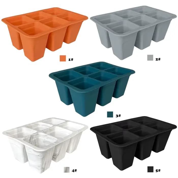 Plateaux de démarrage en silicone pour la germination des plantes, 6 cellules durables, standard de 