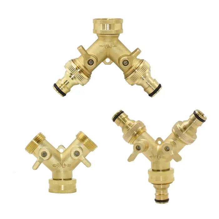 Séparateur de tuyau d'arrosage en laiton de 3/4 pouces, robinet à 2/4 voies, connecteur d'arrosage d