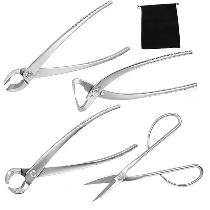 Ensemble d'outils pour bonsaï A25F-4 pièces, coupe-branches concave et à bouton, séparateur de tronc