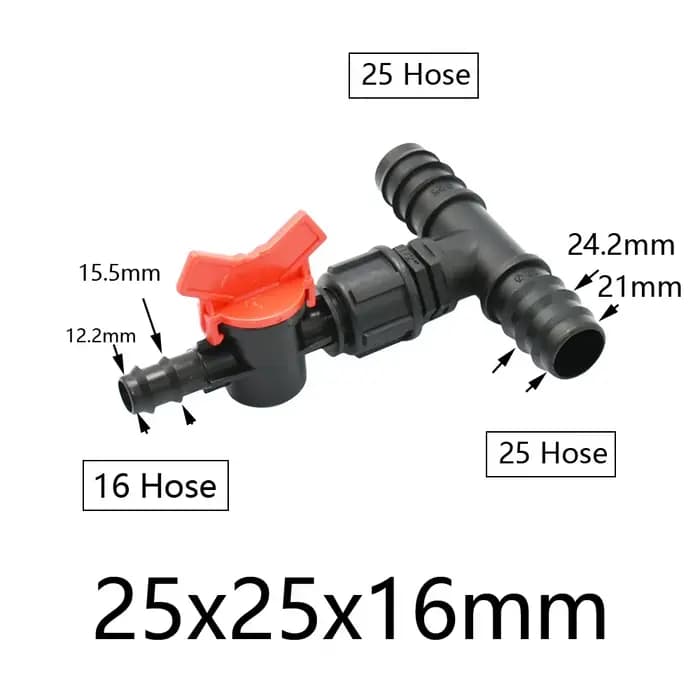 Séparateur en T pour Tube Pe d'irrigation goutte à goutte, raccords barbelés 16/20/25mm, tuyau réduc