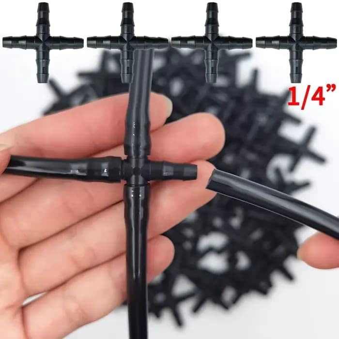 OASIS 10-100 pièces 1/4 ''connecteur croisé pour 4/7mm Micro tuyau 4 voies adaptateur barbelé irriga