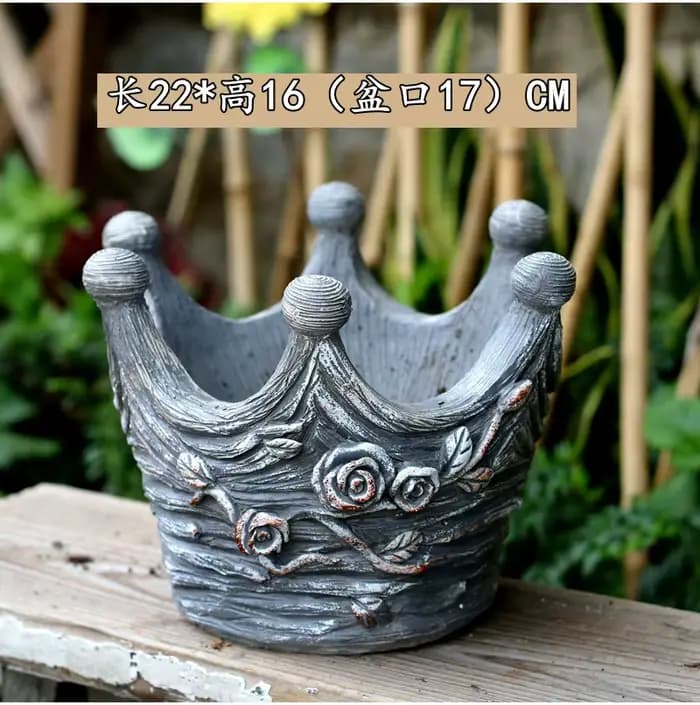Pot de fleur en forme de couronne, récipient de plantes Vintage fait à la main, grand jardinière sur