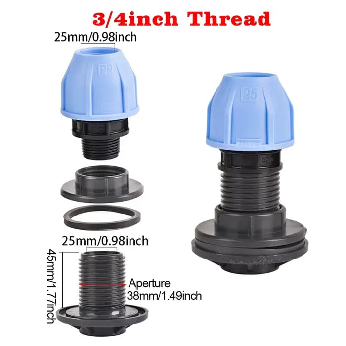 Adaptateur de connecteur de Tube PE, raccord de baril de pluie, diamètre extérieur 20/25/32mm, pour 