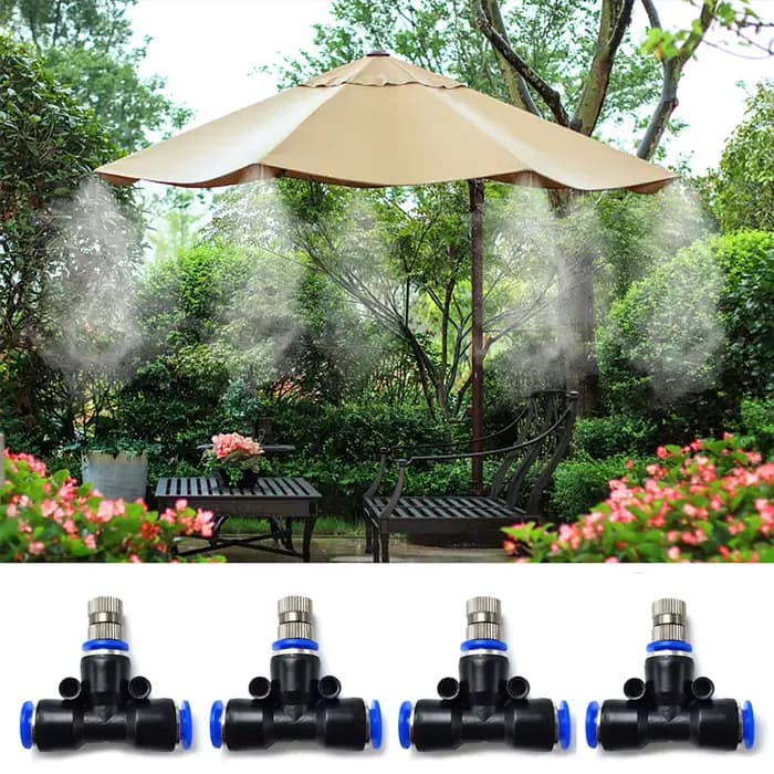 Buse de Brumisation avec Té de 6mm, Connexion Rapide, Arroseur d'Irrigation de Jardin pour Système d