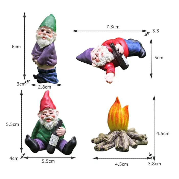 Statue de gnome ivre en résine l'inventaire, décoration de paysage de mousse naine, ornements de jar