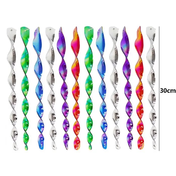 Tiges répulsives pour oiseaux, 12 pièces, tiges rotatives réfléchissantes, 30cm, suspension en spira