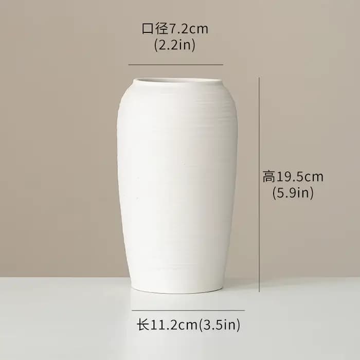 Vases en céramique, Design rond blanc, Pot de fleur en terre cuite fait à la main, décoration de mai
