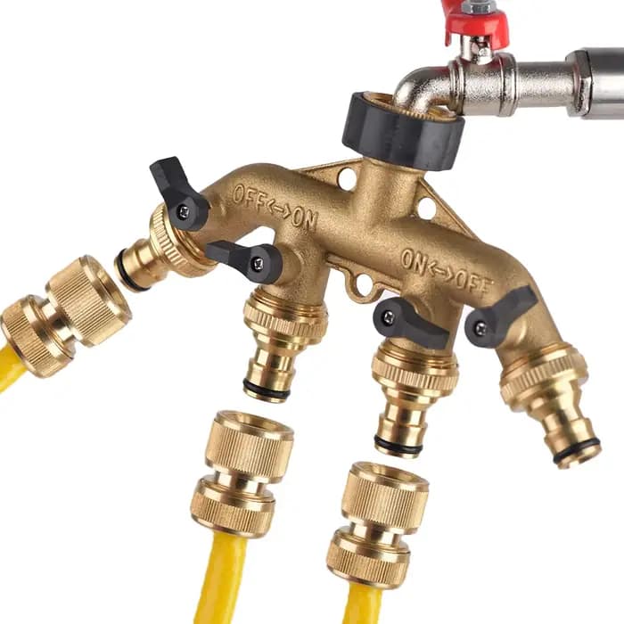 Déviateur de tuyau d'arrosage à 4 voies en laiton, filetage femelle 3/4 ", connecteur de robinet de 
