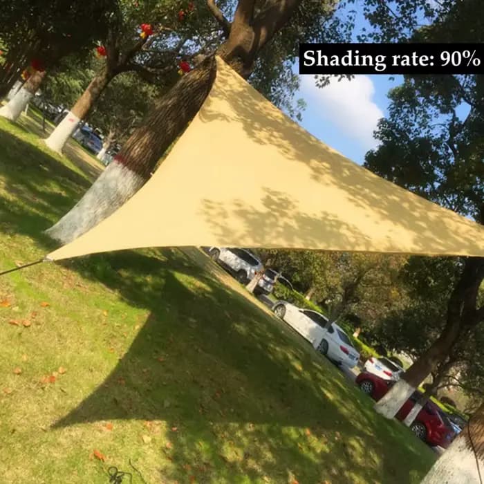 Filet pare-soleil triangulaire en tissus marron, ombrage 90% extérieur, Anti-UV, refroidissement, Ga