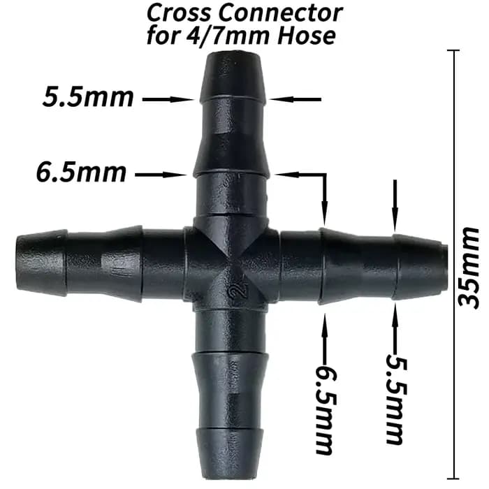 OASIS 10-100 pièces 1/4 ''connecteur croisé pour 4/7mm Micro tuyau 4 voies adaptateur barbelé irriga