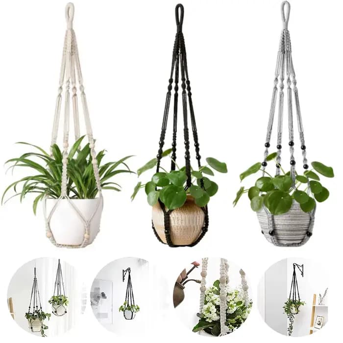 Panier suspendu pour plantes vertes de jardinage, corde en coton, Pot de fleur, cintres pour plantes