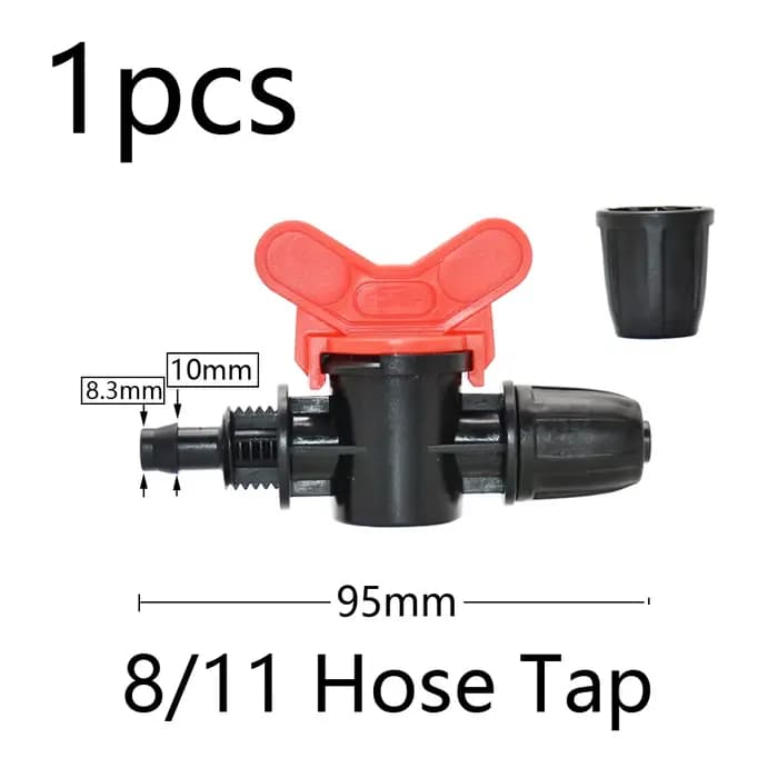 Connecteur de tuyau de jardin 3/8 "à 1/4", 8/11 à 4/7mm, verrouillage barbelé, bouchons d'extrémité 