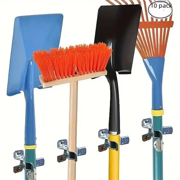 Lot de 10 supports muraux pour pelles, organisateur d'outils de jardin extérieur pour garage, abri d