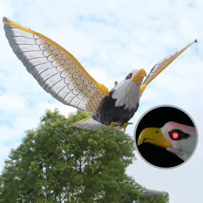 Épouvantail d'oiseaux volants portable avec musique répulsif, oiseau Shoous, aigle frontal, décorati