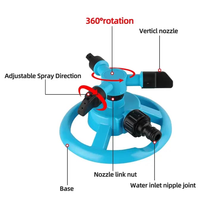 Système d'arrosage automatique rotatif à 360 degrés pour pelouse de jardin, buse rotative à raccord 