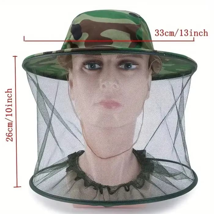 CamSolomon-Chapeau Apicole avec Moustiquaire, Châle Extérieur Anti-Moustique, Idéal pour la Pêche et