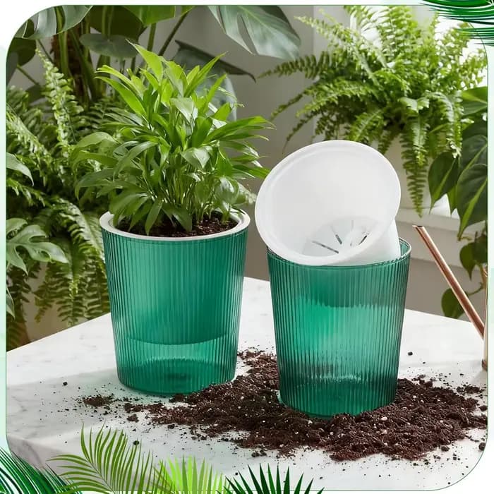Pots auto-arrosants transparents pour plantes d'intérieur, pots auto-arrosants anti-putrescence pour