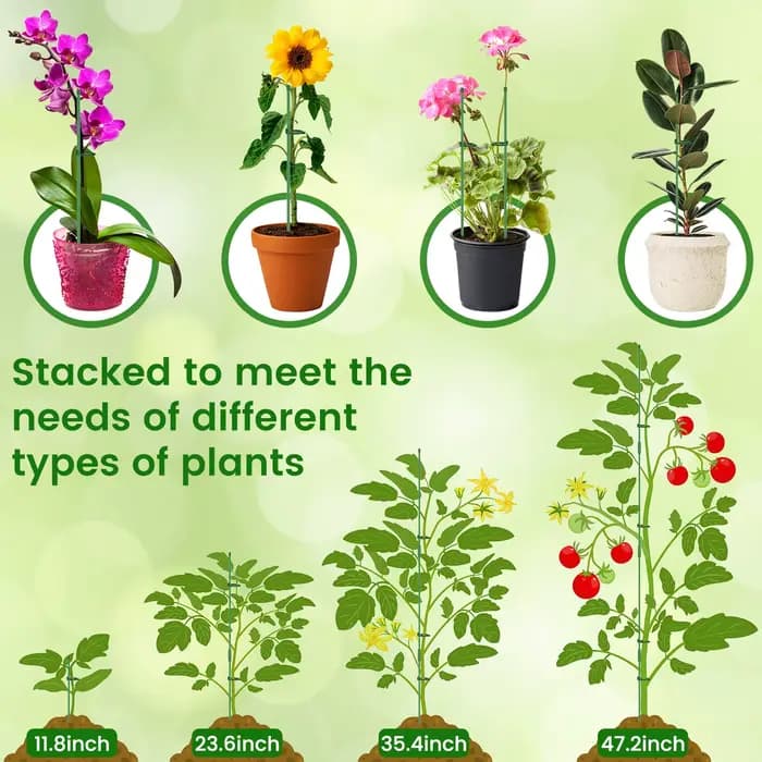 Piquets de Support de plantes réglables, poteau d'escalade avec Clips et bâtons de tuyaux de connexi