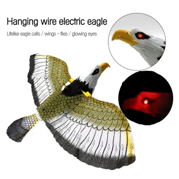 Épouvantail d'oiseaux volants portable avec musique répulsif, oiseau Shoous, aigle frontal, décorati