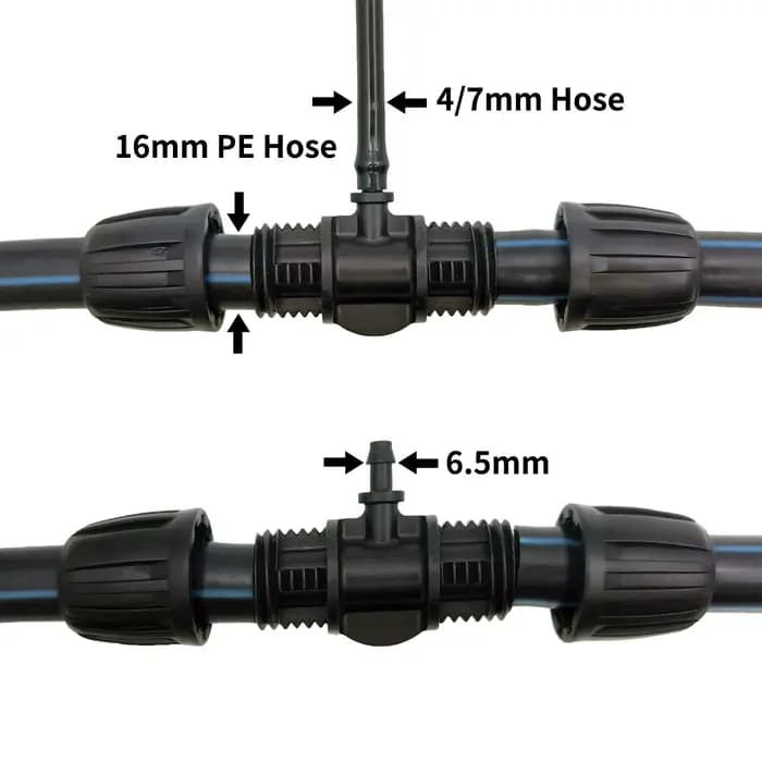 Oasis-Connecteur de tuyau en T avec verrouillage fileté, tube 1/2 en PE, adaptateur d'eau d'irrigati